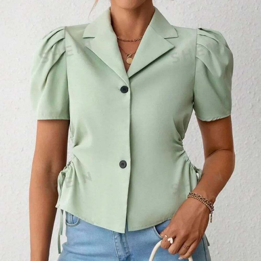 Shein XS Sage Green Tie Front Crop Top.